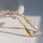 Golden Harmony Baroque Pearl Chain Collar Necklace Baroque Pearl Style - floysun