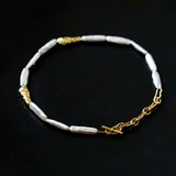 Golden Harmony Baroque Pearl Chain Collar Necklace Baroque Pearl Style - floysun