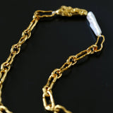 Golden Harmony Baroque Pearl Chain Collar Necklace Chain Style - floysun