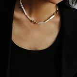 Golden Harmony Baroque Pearl Collar Necklace - floysun