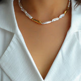 Golden Harmony Baroque Pearl Collar Necklace - floysun