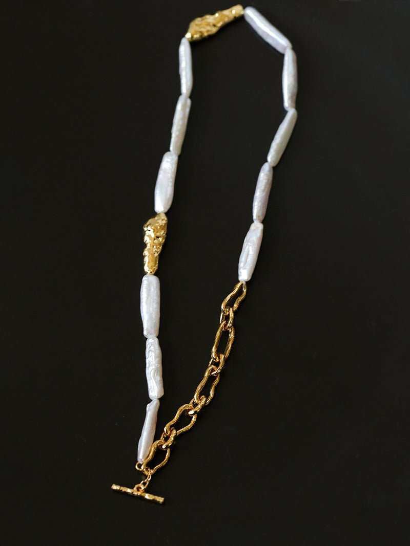 Golden Harmony Baroque Pearl Collar Necklace - floysun
