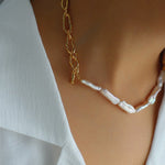 Golden Harmony Baroque Pearl Collar Necklace - floysun