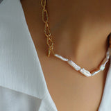 Golden Harmony Baroque Pearl Collar Necklace - floysun