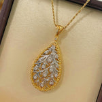 Golden Leaf Twist Necklace with Lab - Grown Diamond Sparkle - floysun