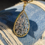 Golden Leaf Twist Necklace with Lab - Grown Diamond Sparkle - floysun