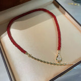 Golden Serpent Jade Bead Necklace – Vintage Revival Series - floysun