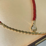 Golden Serpent Jade Bead Necklace – Vintage Revival Series - floysun
