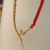 Golden Serpent Jade Bead Necklace – Vintage Revival Series - floysun