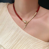 Golden Serpent Jade Bead Necklace – Vintage Revival Series - floysun