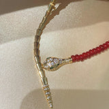 Golden Serpent Jade Bead Necklace – Vintage Revival Series - floysun