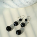 Gradient Black Onyx 925 Silver Dangle Earring - floysun