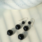 Gradient Black Onyx 925 Silver Dangle Earring - floysun