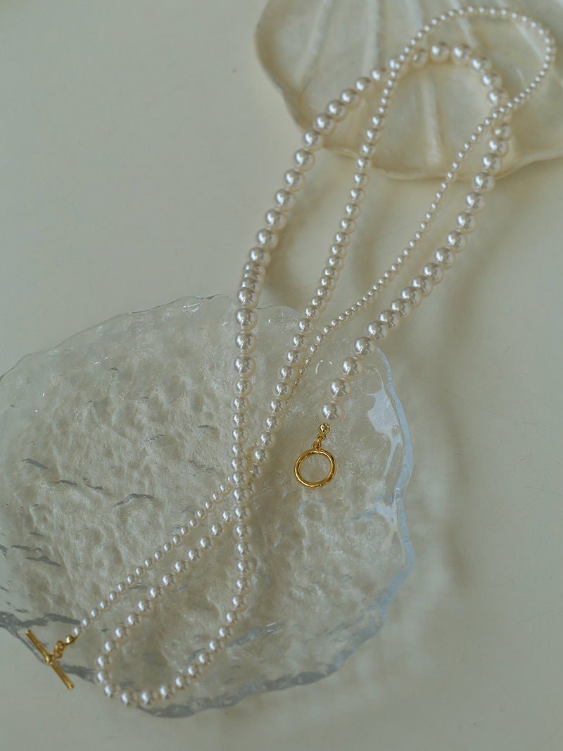 Gradient Pearl Long OT Clasp Necklace Sweater Necklace - floysun