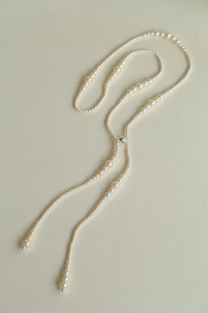 Gradient Pearl Magnetic Clasp Y - Shape Necklace - floysun