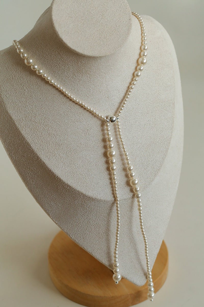 Gradient Pearl Magnetic Clasp Y - Shape Necklace - floysun