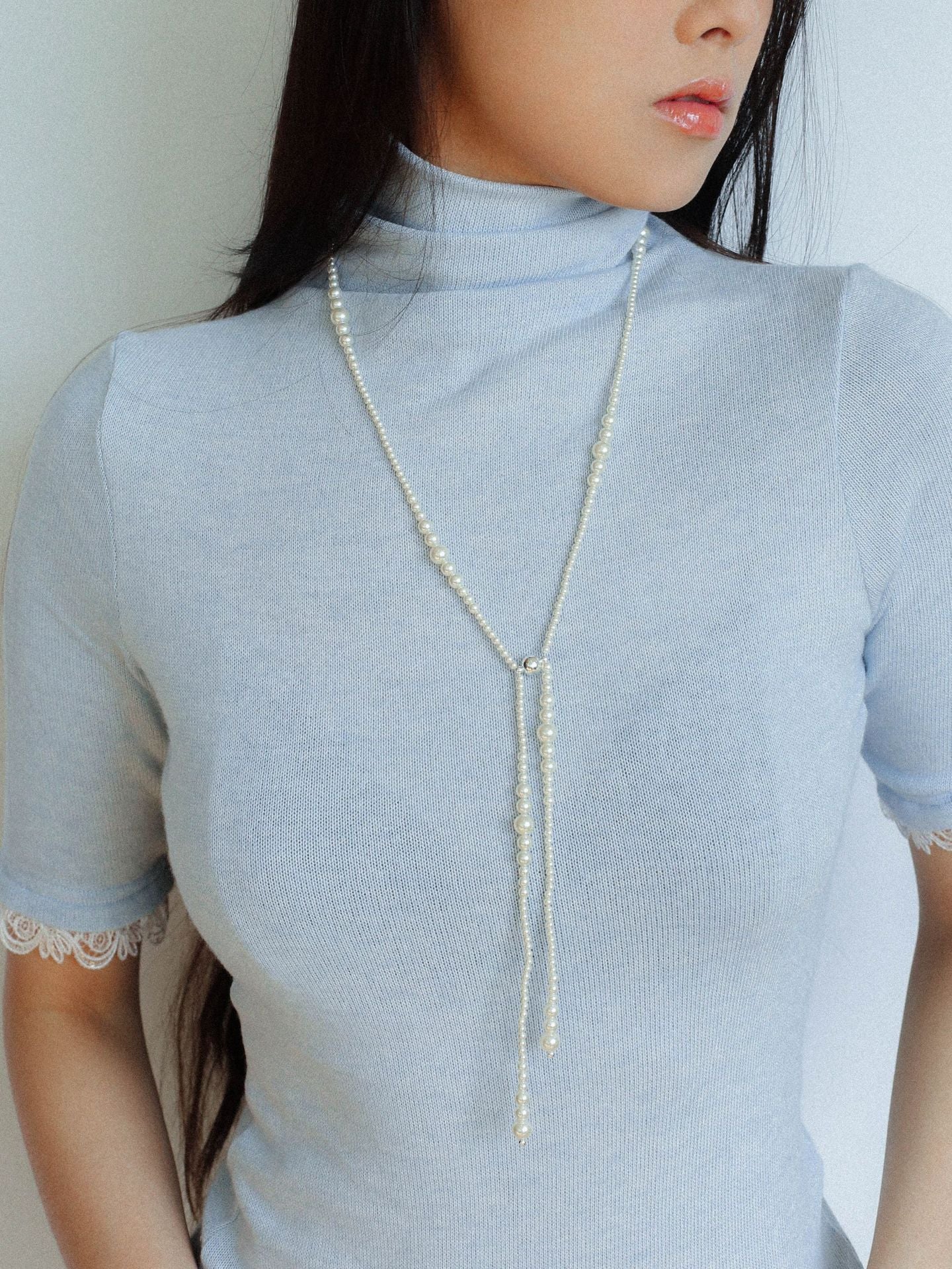 Gradient Pearl Magnetic Clasp Y - Shape Necklace - floysun
