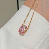 Gradient Pink Blue Sapphire Fortune Bead Necklace - floysun