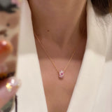 Gradient Pink Blue Sapphire Fortune Bead Necklace - floysun