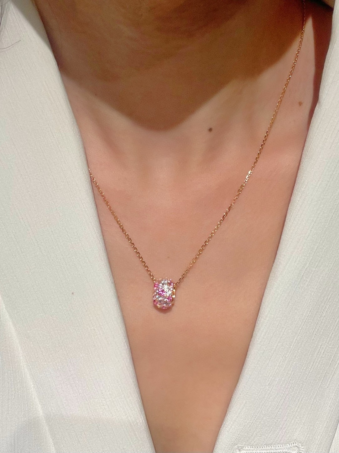 Gradient Pink Blue Sapphire Fortune Bead Necklace - floysun