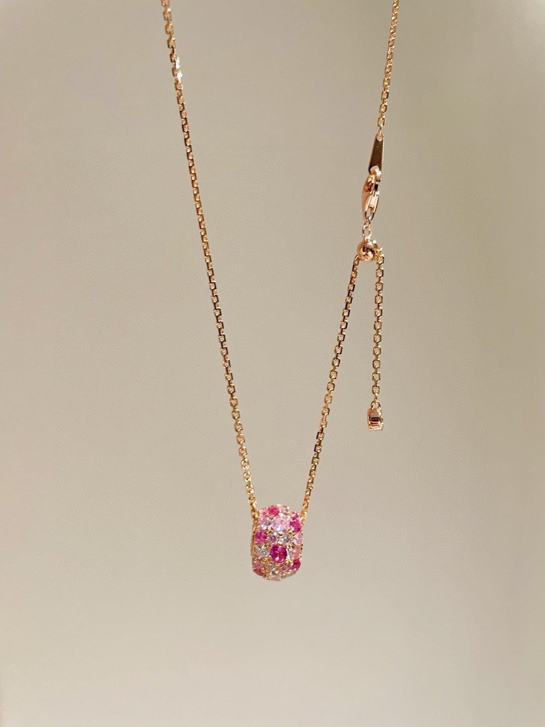 Gradient Pink Blue Sapphire Fortune Bead Necklace - floysun