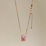 Gradient Pink Blue Sapphire Fortune Bead Necklace - floysun