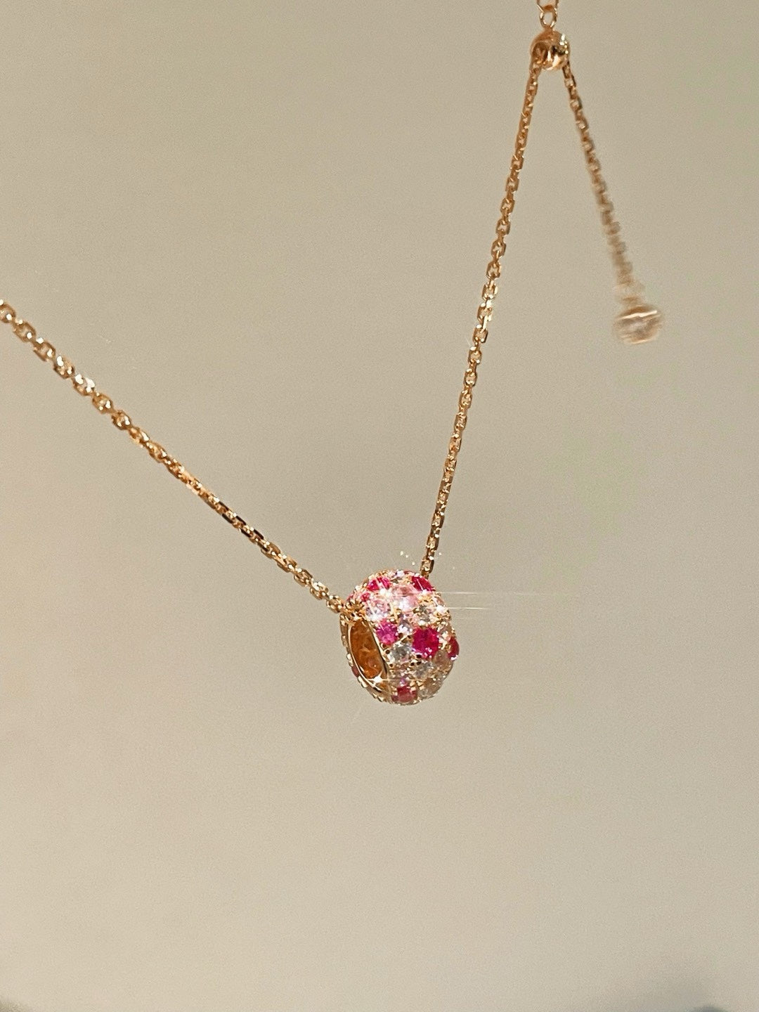 Gradient Pink Blue Sapphire Fortune Bead Necklace - floysun