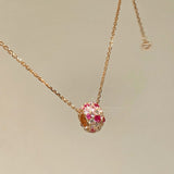 Gradient Pink Blue Sapphire Fortune Bead Necklace - floysun