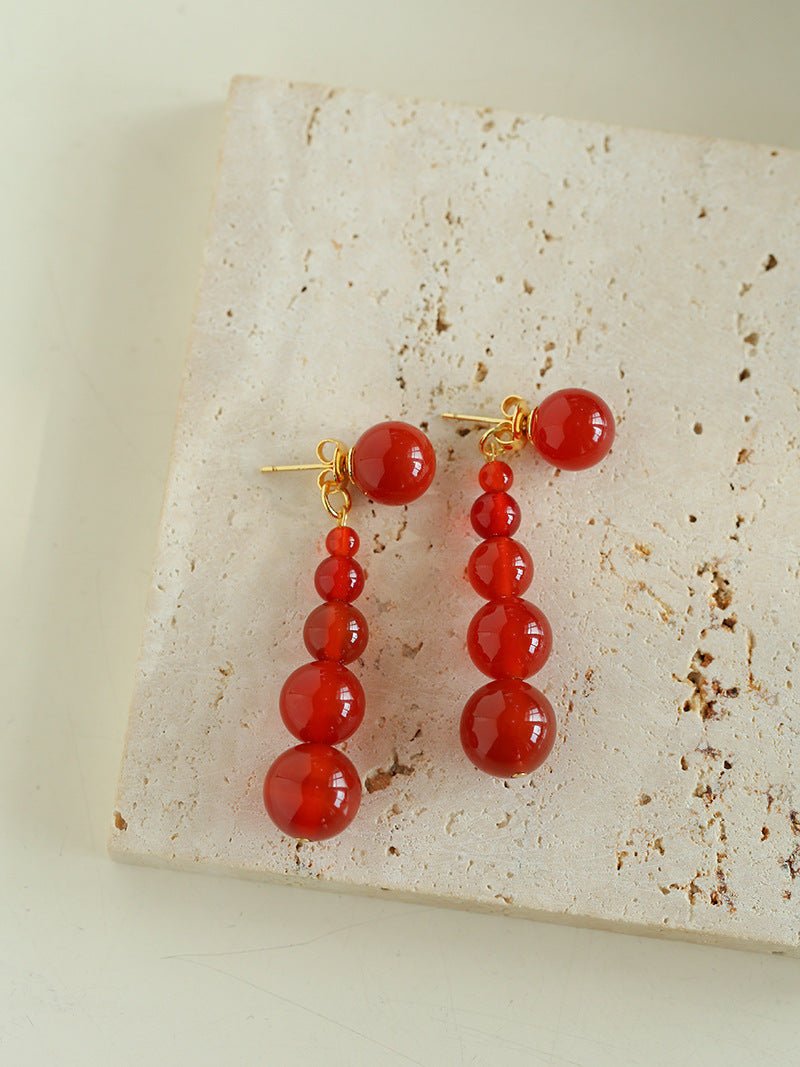 Gradient Red Agate Earrings - floysun