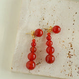 Gradient Red Agate Earrings - floysun