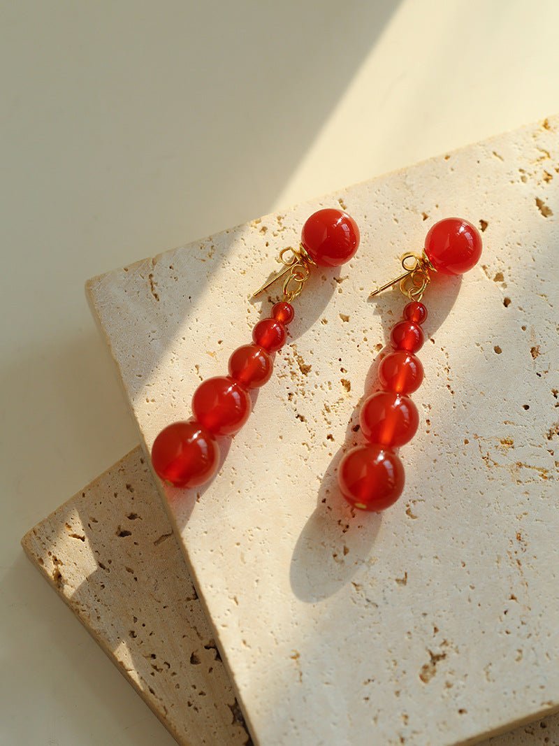 Gradient Red Agate Earrings - floysun