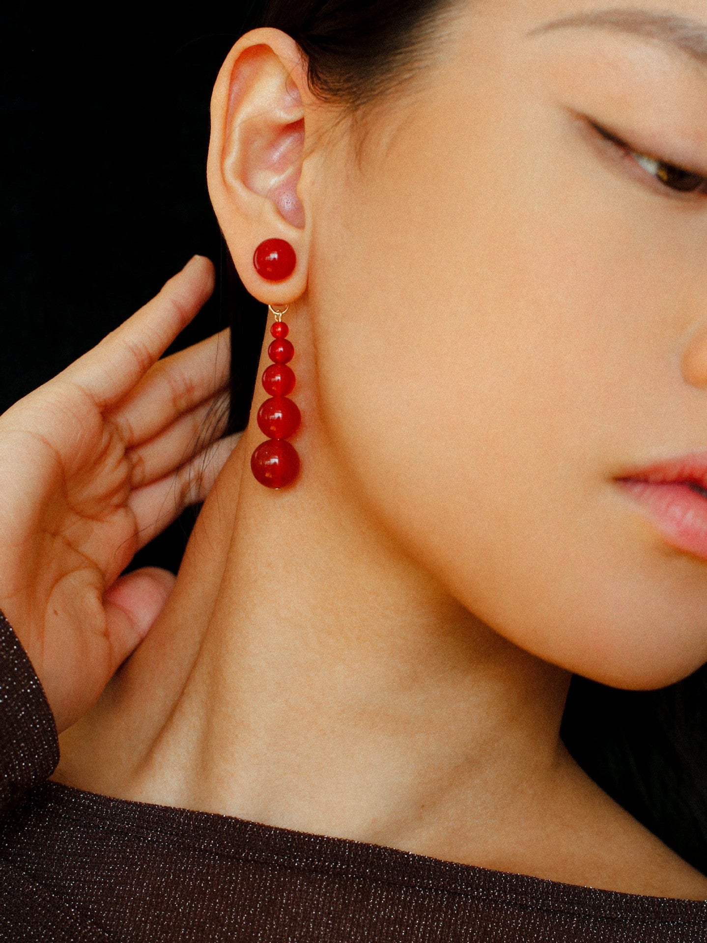 Gradient Red Agate Earrings - floysun