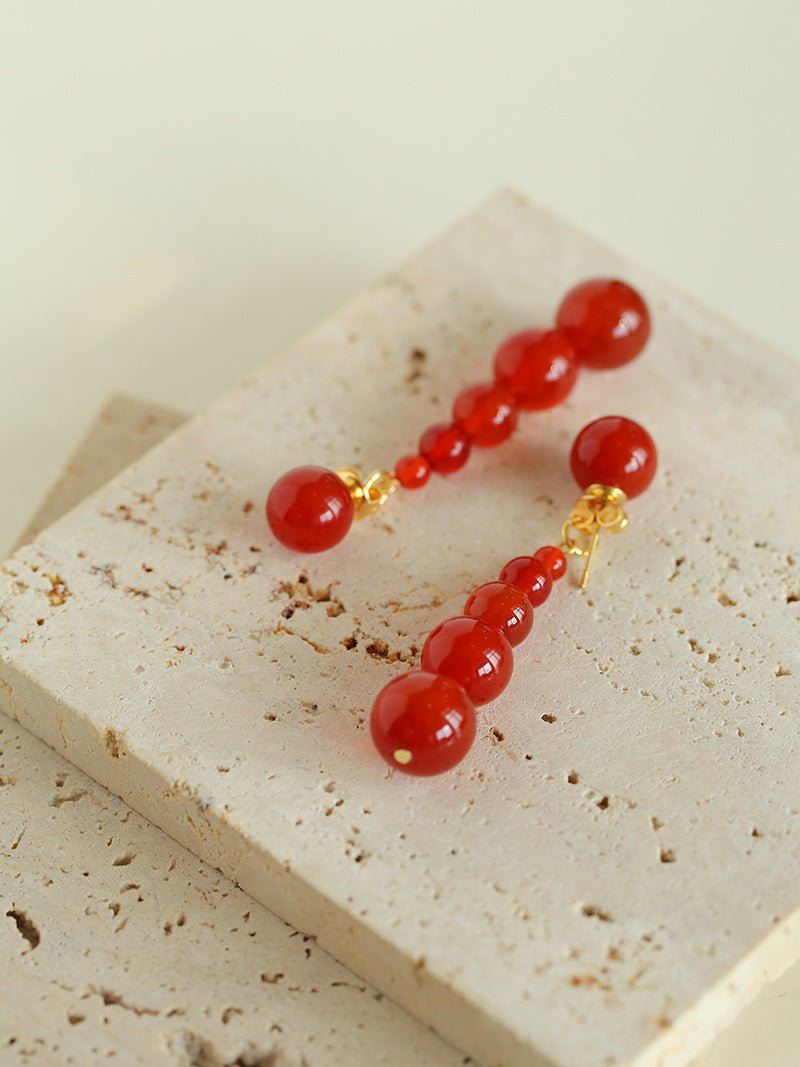 Gradient Red Agate Earrings - floysun