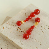 Gradient Red Agate Earrings - floysun