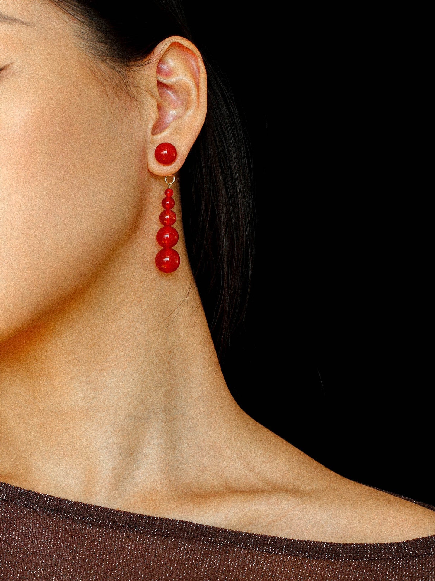 Gradient Red Agate Earrings - floysun