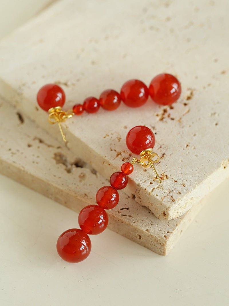Gradient Red Agate Earrings - floysun