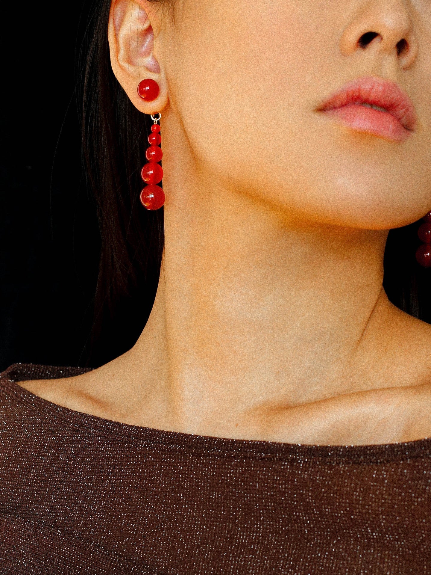 Gradient Red Agate Earrings - floysun