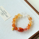 Gradient Red & Yellow Resin Flower Beaded Bracelet - floysun