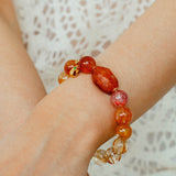 Gradient Red & Yellow Resin Flower Beaded Bracelet - floysun