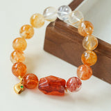 Gradient Red & Yellow Resin Flower Beaded Bracelet - floysun