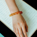 Gradient Red & Yellow Resin Flower Beaded Bracelet - floysun