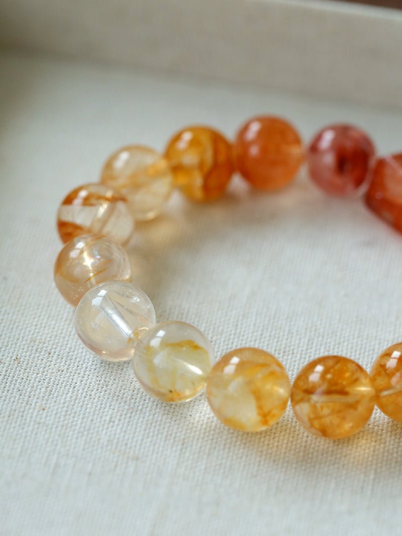 Gradient Red & Yellow Resin Flower Beaded Bracelet - floysun