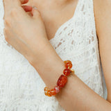Gradient Red & Yellow Resin Flower Beaded Bracelet - floysun