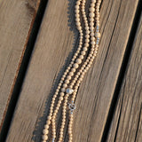 Gradient White Fossil and Silver Bead Long Beaded OT Clasp Necklace - floysun