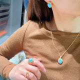 Grand Vintage Lace Blue Turquoise Ring Regal Filigree Setting - floysun