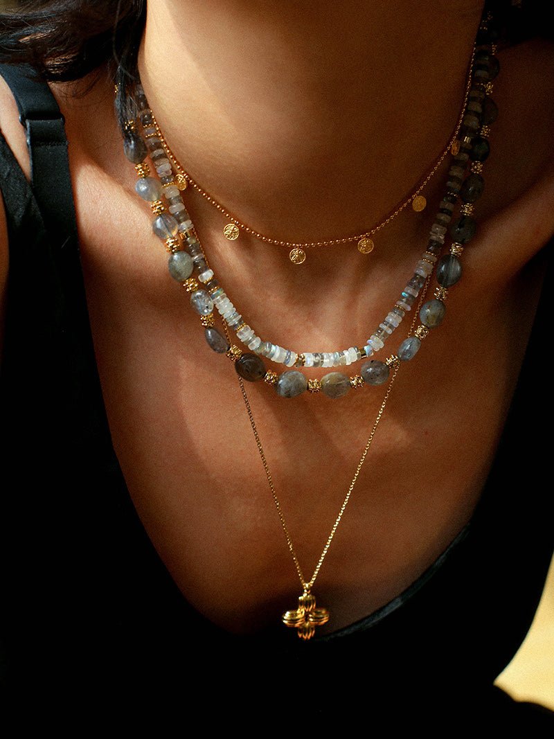Gray Moonstone Beads Necklace - floysun