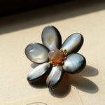 Gray Mother of Pearl Flower & Agate Brooch - floysun
