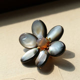 Gray Mother of Pearl Flower & Agate Brooch - floysun