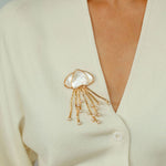 Gray & White Mother - of - pearl Glass Jellyfish Brooch - floysun