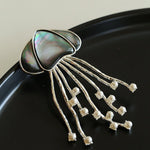 Gray & White Mother - of - pearl Glass Jellyfish Brooch - floysun